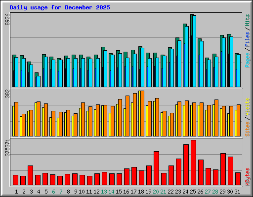 Daily usage for December 2025